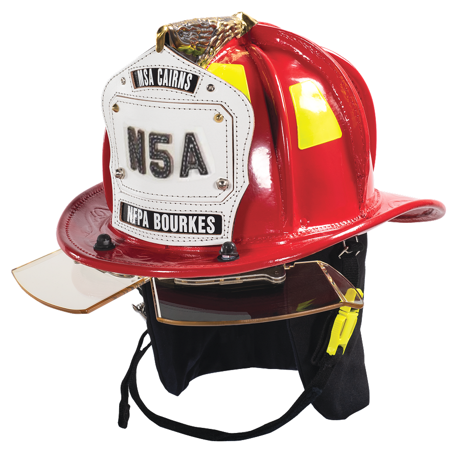 Cairns N5A New Yorker Deluxe Leather Helmet W/Bourke & Black nomex earlap - Fire Force